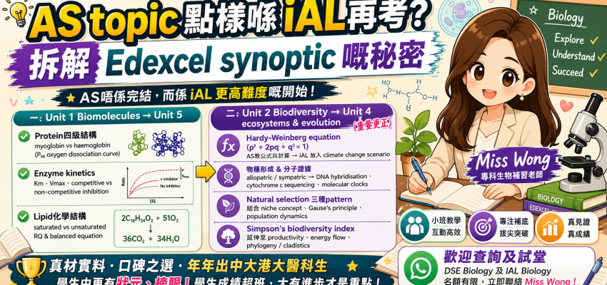 讀Edexcel IAL Biology,幾時搵Miss Wong補習至最有效?(二)